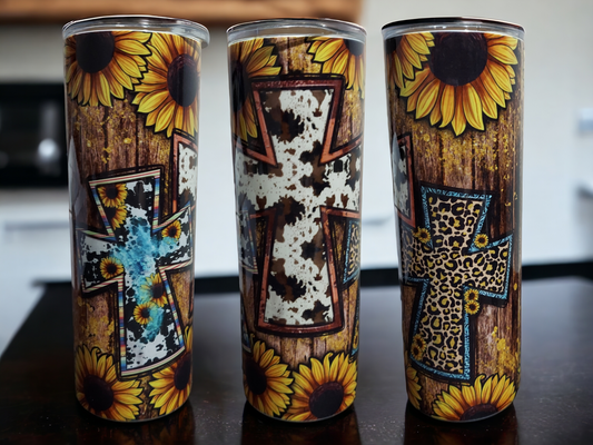 20 oz. Sunflower and Cross